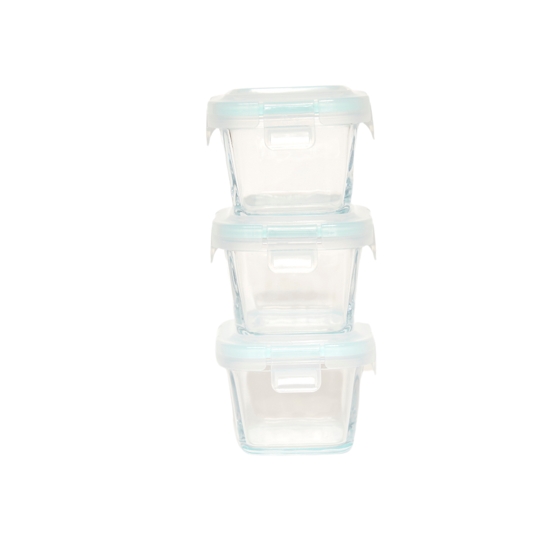 Square Glass Jars 200mL - 3 Pack